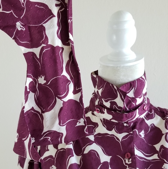 VTG 80s Pykettes Floral Secretary Blouse - Picture 7 of 8